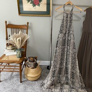 Jessica Simpson Snakeskin Formal Halter Dress